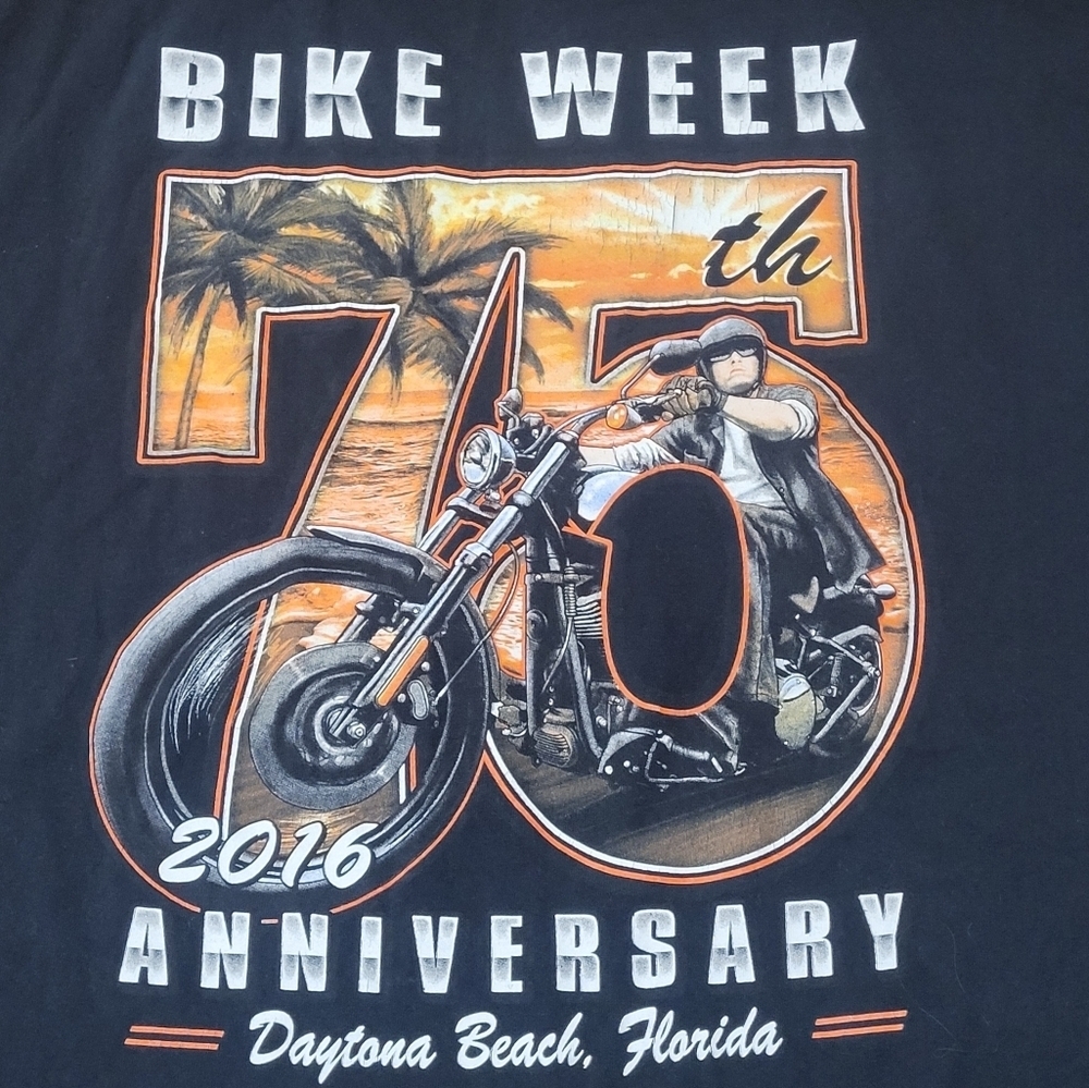 Mens 3XL 2016 Daytona Beach 75th Anniversary Long Sleeve Tee Shirt Biker C66